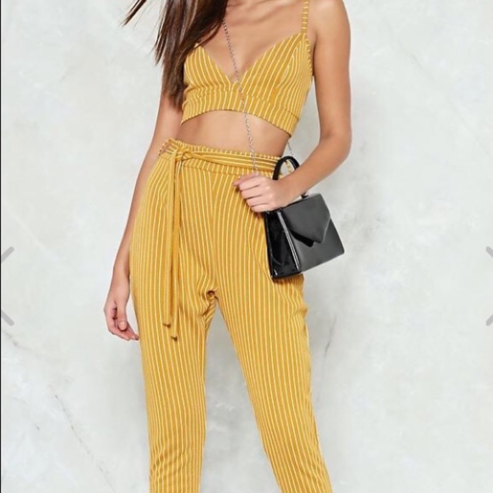 Two piece Yellow outfit.